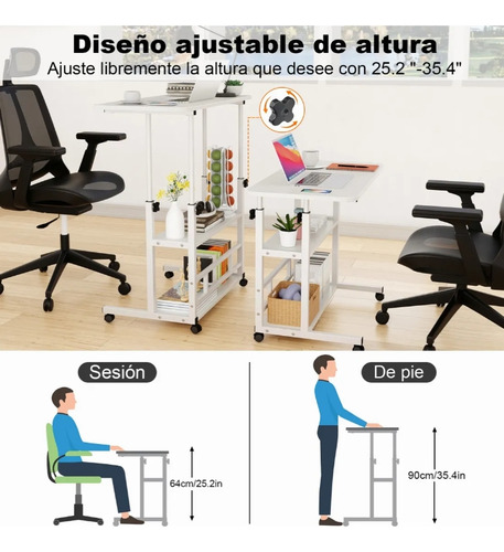 Mesa Lateralesmesa Para Laptop Con Ruedas Altura Ajustable