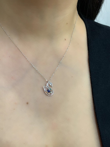 Collar Plata 925, Dije En Forma De Cisne, Estambul Joya Color Azul