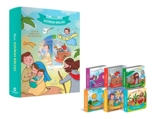 Livro Infantil Bíblia Box Com 6 Minilivros De Histórias Cor Da Capa Azul-turquesa
