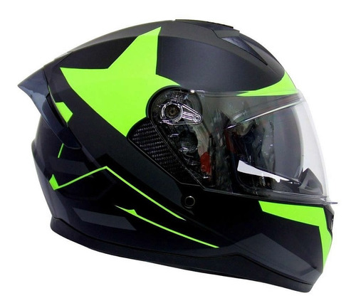 Casco Moto Integral Ghb M-67 Star Negro Amarillo Matte