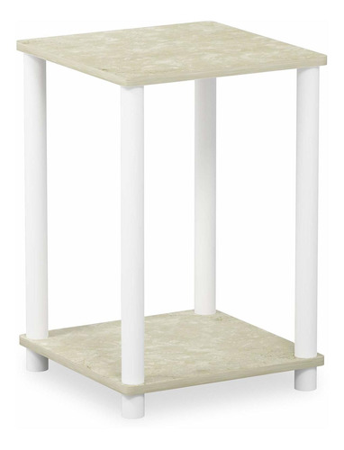 Mesa Auxiliar Marmol Sintetico Crema/blanco Mesa Lateral Cua