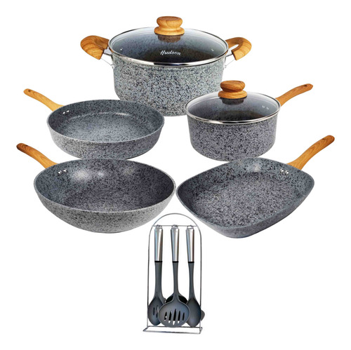 Set 12 Pieza Hudson Olla Sarten Wok Bifera 4mm Utensilio Bz3