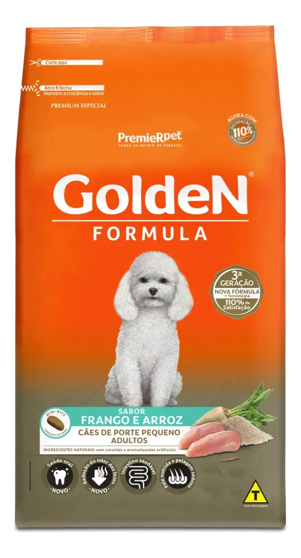 Golden Formula cães adultos de pequeno porte frango e arroz 15kg