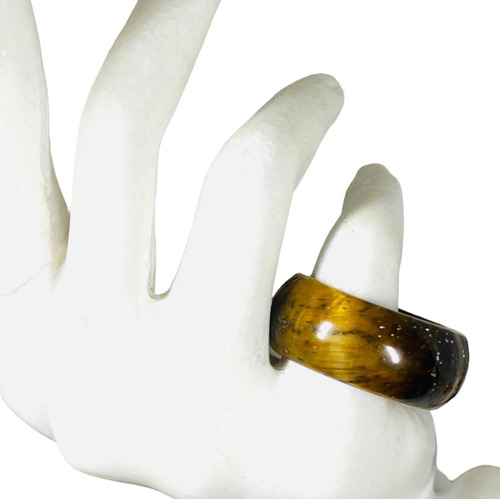 Anillo Hombre Mujer Piedra Cuarzo Ojo De Tigre 100% Natural