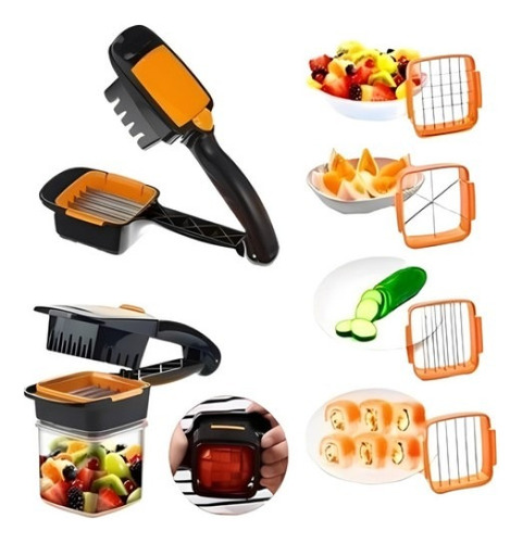 Fatiador Manual Com Pote Cortador Multi Cortes Frutas