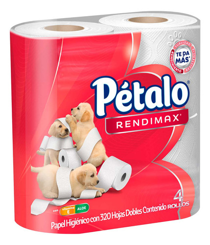 Pétalo rendimax papel higiénico 320 hojas dobles 4 rollos