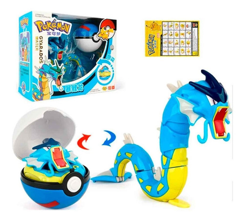 Juguete Gyarados Con Pokebola Articulable Pokémon 20cm Largo