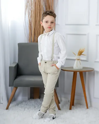 Conjunto Social Infantil com Suspensório e Gravata