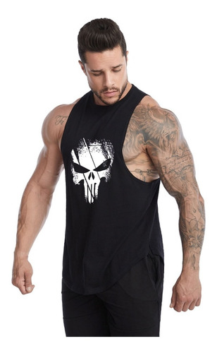 Polera Musculosa The Punisher Hombre Gimnasio Cuello Redondo