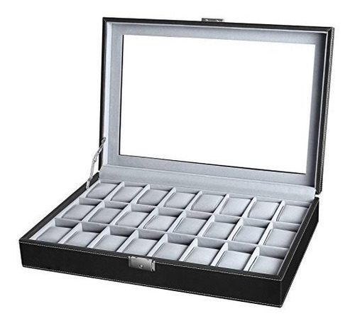 Songmics 24 Caja De Reloj Grande Reloj Funda De Vidrio Arrib