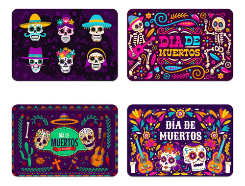 4 Manteles Para Mesa Individuales Día De Muertos Fiesta