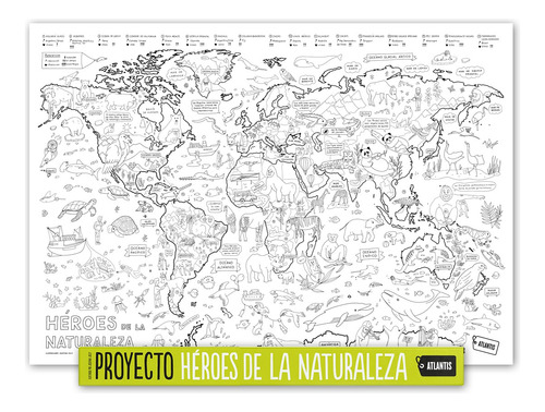 Mapa Atlantis Lamina P/pintar Heroes De La Naturaleza