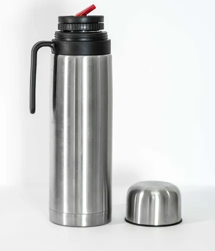 comprar Termo 1 L Media Manija Pico Matero Acero Doble Capa Color Plateado