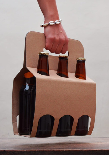 50 Packaging Caja Cervezas Artesanal Para 6 Botellas Manija