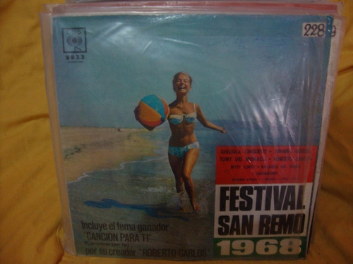 Vinilo Festival San Remo 1968 Dorelli Curtis Camaleonti Cp1