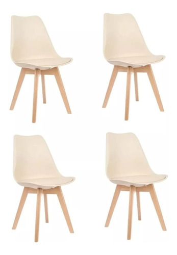 Silla Tulip Eames Beige X4 Unid Importadas Premium Cuota