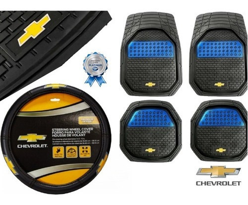 Kit Tapetes 4pz + Volante Chevrolet Azul Tornado 2009