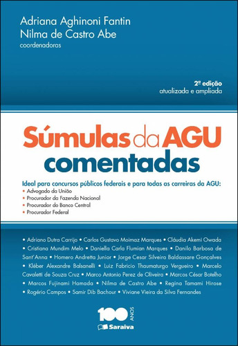 Súmulas da AGU comentadas - 2ª edição de 2014, de Fantin, Adriana Aghinoni. Editora Saraiva Educação S. A., capa mole em português, 2014