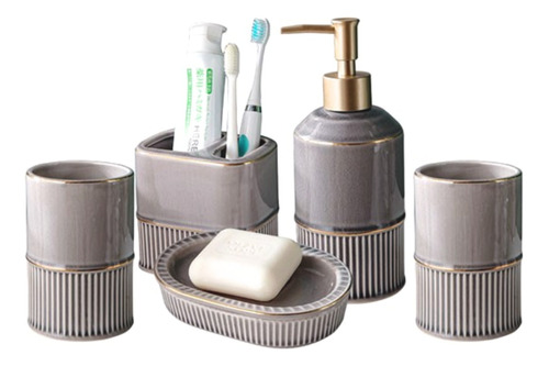 Dispensador De Jabon Con Set De Baño Juego Ceramica