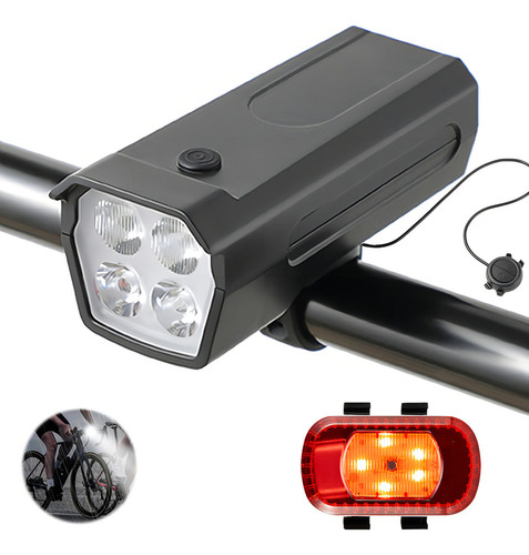** Luz Bicicleta Recargable Delantera Traser Claxon