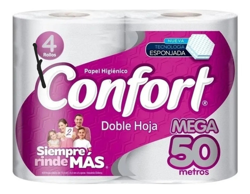 Papel Higienico Confort 50mts Panal Mega  Pack 20 Rollos