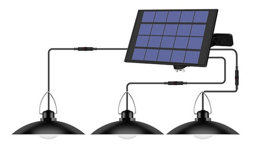 Lámpara Colgante Solar Impermeable 3 Cabezas Lámpara De Inte