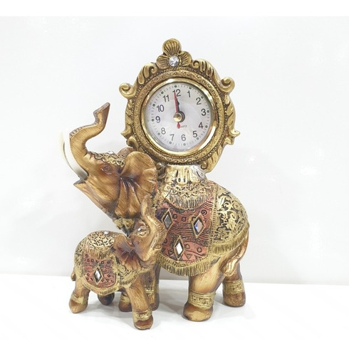 Reloj De Mesa Elefante Resina 20cm A Pila