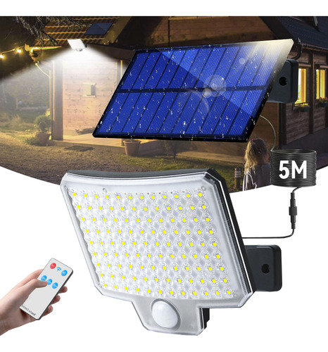 Lámpara Solar Exterior Pared Con Sensor 108led 3modos+remoto