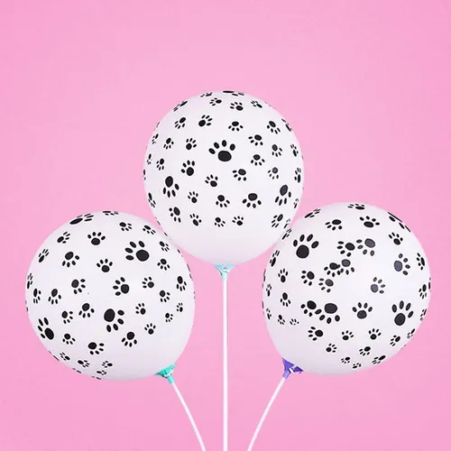Globo De Latex Blanco Con Huellitas Perro Paw Patroll X20 Un Blanco Huellitas