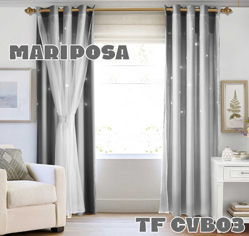 Cortinas Romantica Con Visillo 2 Paños Mariposa 230x140cm