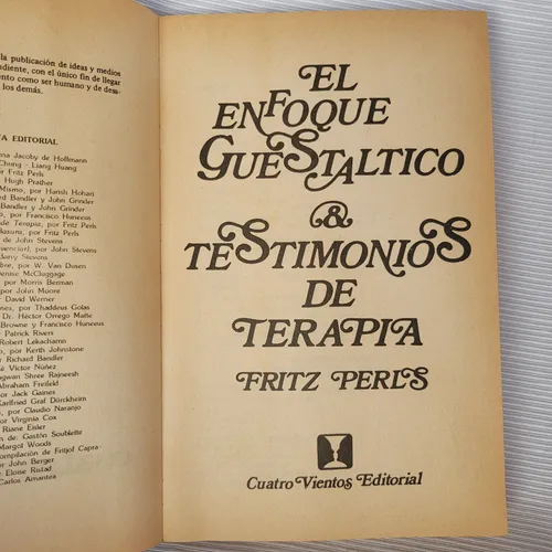 El Enfoque Guestaltico Fritz Perls Cuatro Vientos (Usado)
