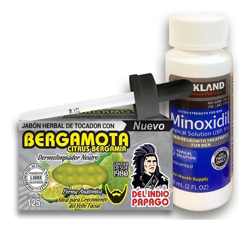 Minoxidil 5% Solución Tópica 1 Mes + Jabón Bergamota 125gr