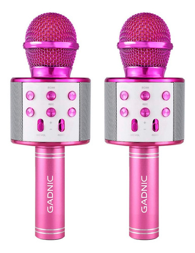 Micrófono Gadnic Km-01 Karaoke Inalámbrico Bluetooth C/ Efectos De Voz Fucsia