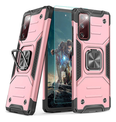 Funda Rosa Anillo + 2 Protector Para Galaxy S20 Fe