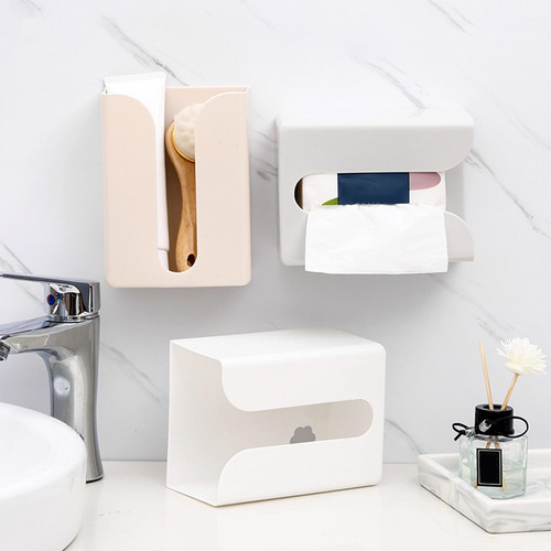 Caja De Cubierta De Papel Tisú Estante De Baño Beige