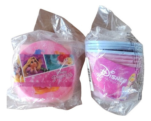 Combo Princesas Disney Set X4 Gelatineros + Vaso Plegable