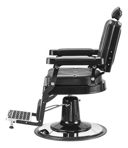 Silla de barbería Dompel Harley con respaldo reclinable con base redonda color negro