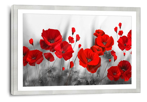 Cuadro Poliuretano Con Poster Amapolas Rojas 45x70cm