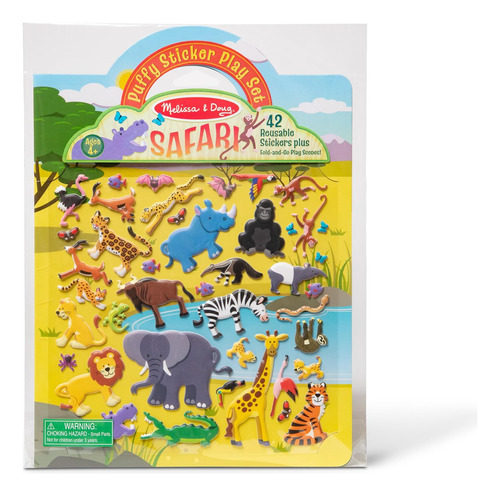 Melissa & Doug Juego De Pegatinas Hinchadas: Safari - 42 Peg