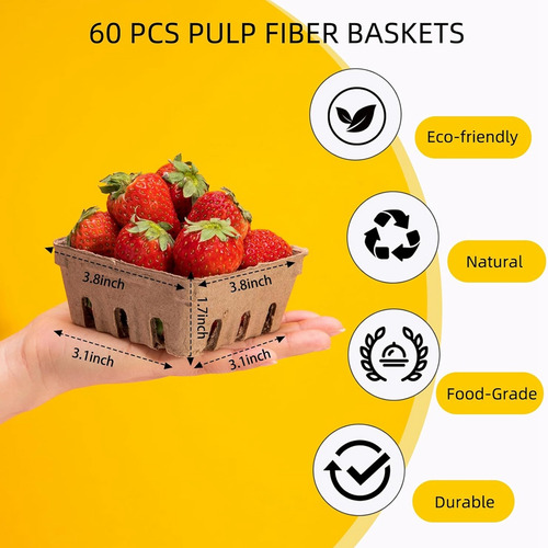 Cesta De Frutas Silvestres De Fibra De Celulose, Pacote Com