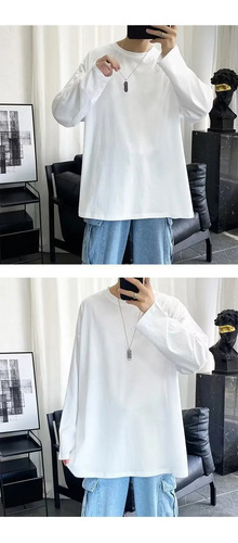 Playera Casual De Cuello Redondo Y Manga Larga Para Hombre