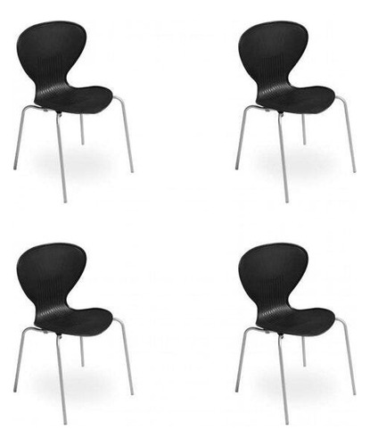 Kit 4 Cadeiras Empilháveis Flash Prima Design