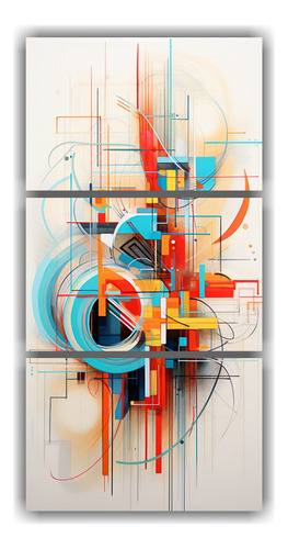 30x60cm Cuadros Abstractos Colores Vivos Líneas Rectas Amar