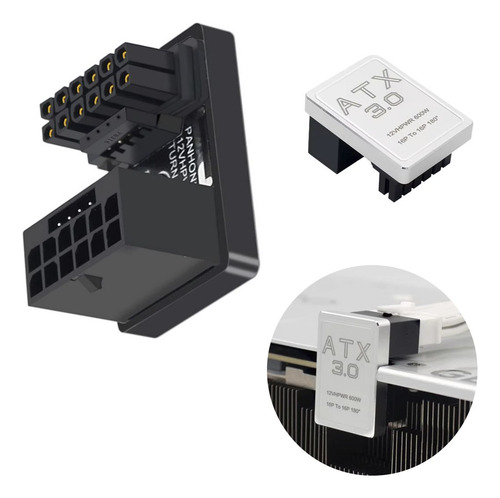 Adaptador Pcie 5.0 Placa De Video 180 Graus 12vhpwr Para Rtx Cor Negativo 600w