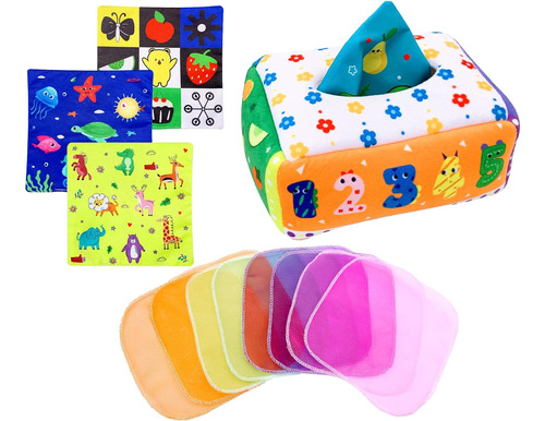 Wesote Baby Montessori Tissue Box Toy Sensory Soft Relleno S