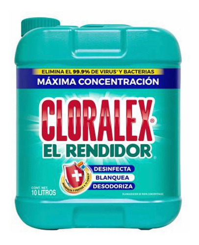 Imagen 1 de 9 de Blanqueador Líquido Desinfectante Cloralex® El Rendidor 10 L