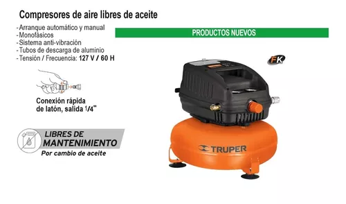 Truper COMP-50LT, Compresor de aire 50L, lubricado, horizontal, potencia  máxima, 3 1/2 HP, 120 V : : Herramientas y Mejoras del Hogar