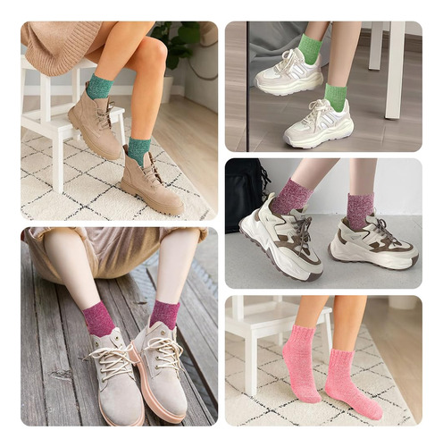 5 Pares De Calcetines De Lana Para Mujer, Calcetines
