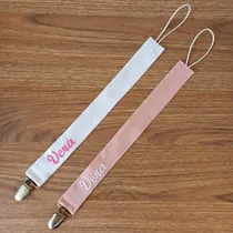 Comprar Pack X 2 Portachupetes Personalizados Nombre Bordado Tusor 