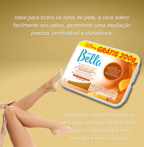 Kit 2 Cera Depilatória Quente Própolis E Mel 800g Depilbella